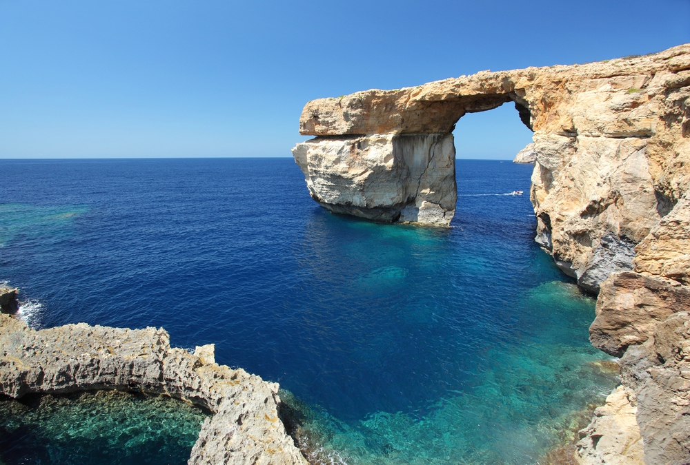 Fantastic Azure Window, famous stone arch on Gozo island, Dwejra. Malta